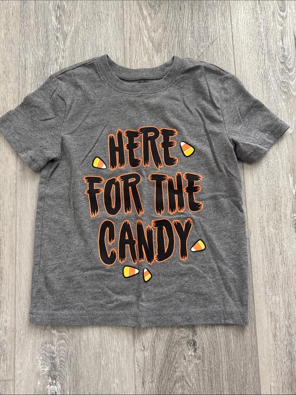 jumping beans Gray Tee "Here For The Candy" with Orange & Yellow Print Size 4T